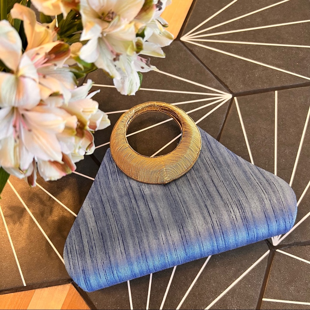 Blue & Gold Silk Clutch